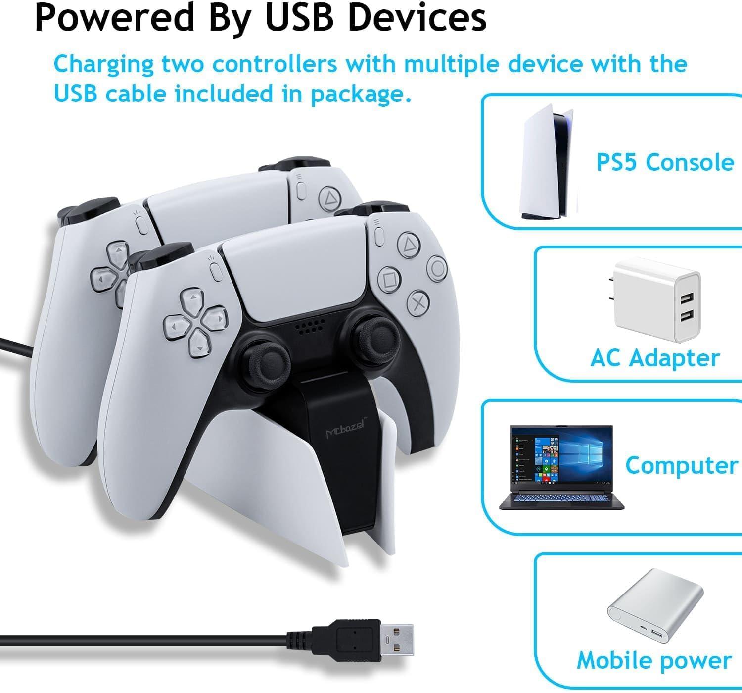 imageMcbazel Dual Charger for PS5 Controller Charger Fast Charging Station Dock USB Type C Charging Adapter with LED Indicator for PlayStation 5 DualSense Controller