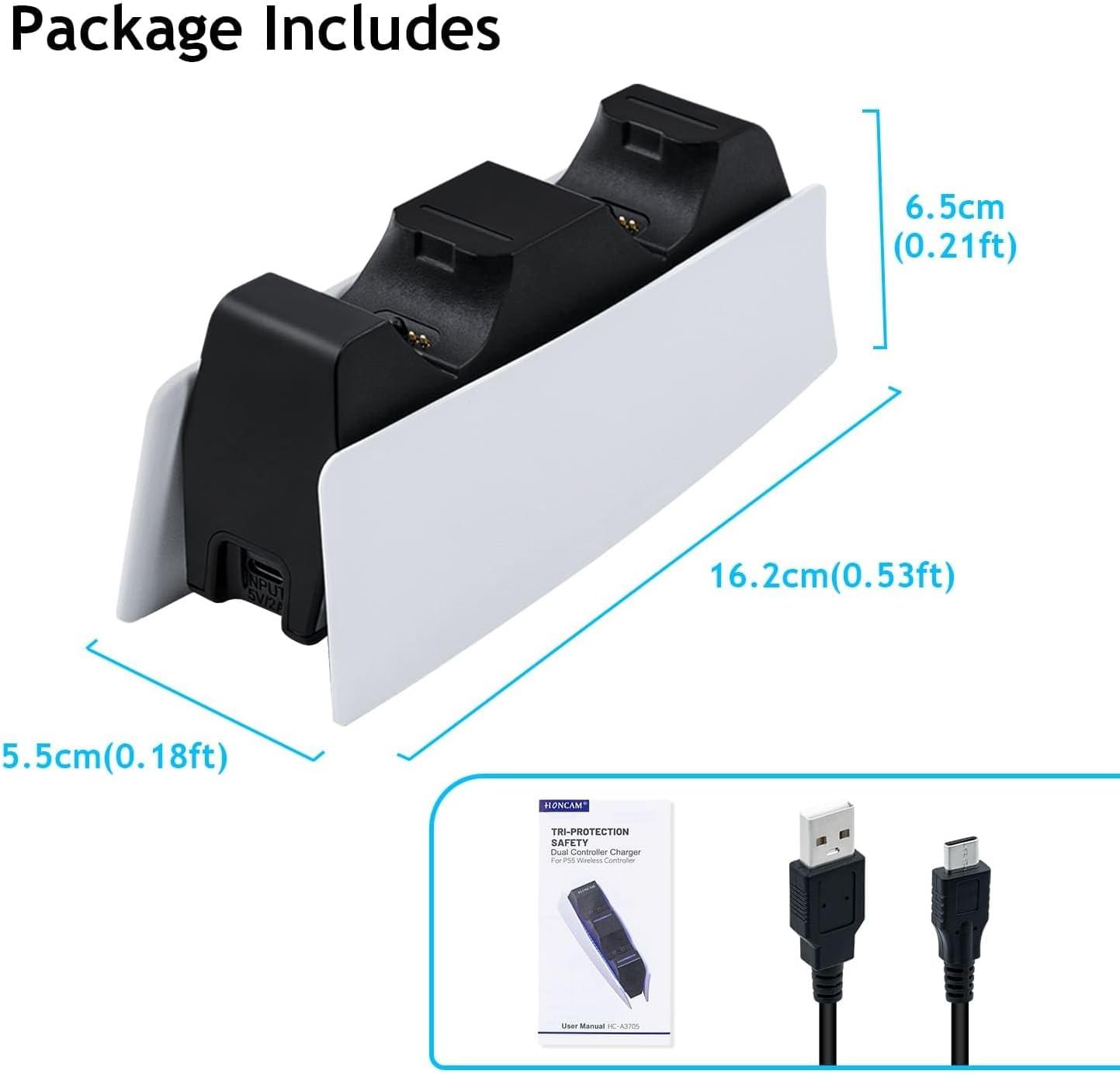 imageMcbazel Dual Charger for PS5 Controller Charger Fast Charging Station Dock USB Type C Charging Adapter with LED Indicator for PlayStation 5 DualSense Controller