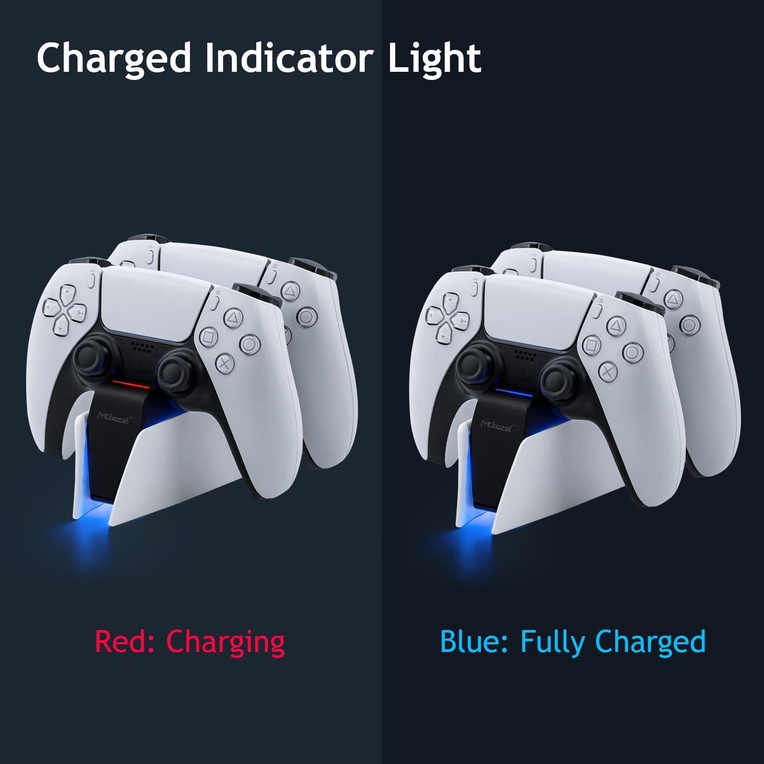 imageMcbazel Dual Charger for PS5 Controller Charger Fast Charging Station Dock USB Type C Charging Adapter with LED Indicator for PlayStation 5 DualSense Controller