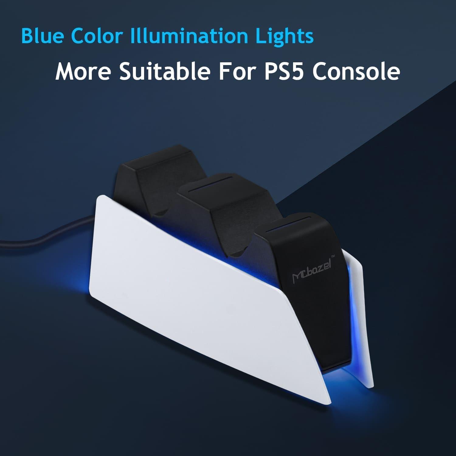 imageMcbazel Dual Charger for PS5 Controller Charger Fast Charging Station Dock USB Type C Charging Adapter with LED Indicator for PlayStation 5 DualSense Controller