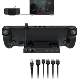 imageMcbazel 6 in 1 Docking Station for Steam Deck Dock with HDMI 20 4K60Hz 1000Mbps Ethernet Port 3 USB 30 Ports PD Fast Charging Port Compatible with Steam Deck Switch Switch OLEDROG ALLY