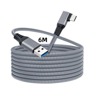 imageMcbazel Cable 6M USB 30 to USB C Braided Cord 5Gbps High Speed Data Transfer ampamp30 Fast Charging 90 Degree for PS5Quest 2Quest 3Quest 3sSwitchPhoneTypeC Port Devices