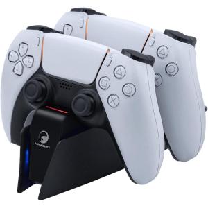 imageMcbazel Dual USB Charging Station for PS5 Controller with LED LightsQuick ChargeTriProtection  BlackBlack