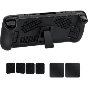 imageMcbazel Protective Case with Kickstand for Steam Deck TPU Cover Protector with Foldable Stand and TouchpadButton Stickers AntiScratch and NonSlip Design