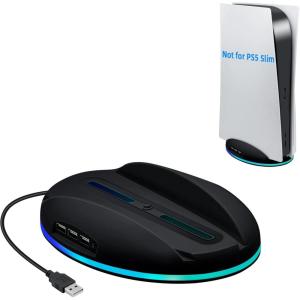 imageMcbazel RGB Vertical Stand for PS5 Console LED Base Gaming Stand with USB Hub Compatible with PS5 Console  Black NOT for ps5 SlimProBlack