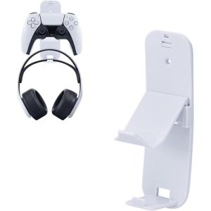 imageMcbazel Controller and Headset Stand Wall Mount Hanger Holder for PS5 PS4 NS Switch Xbox One Xbox Series XampampS PC Steam ampamp More Game Controller and Headphone  White